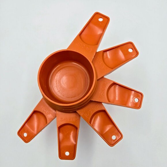 Vintage Tupperware Measuring Cups Set Of 6 Harvest Orange Tangerine ¼ To 1 Cup - Picture 3 of 9